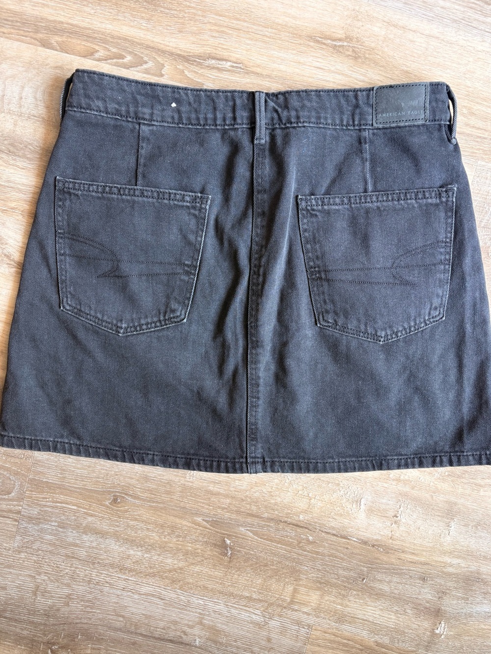 American Eagle Black Button Front Denim Mini Skirt - Picture 2 of 5